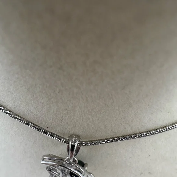 Silver Fish Pendant Necklace with Opal on Chain - Picture 7 of 9